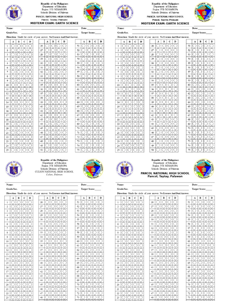 Answer Sheet Files | PDF