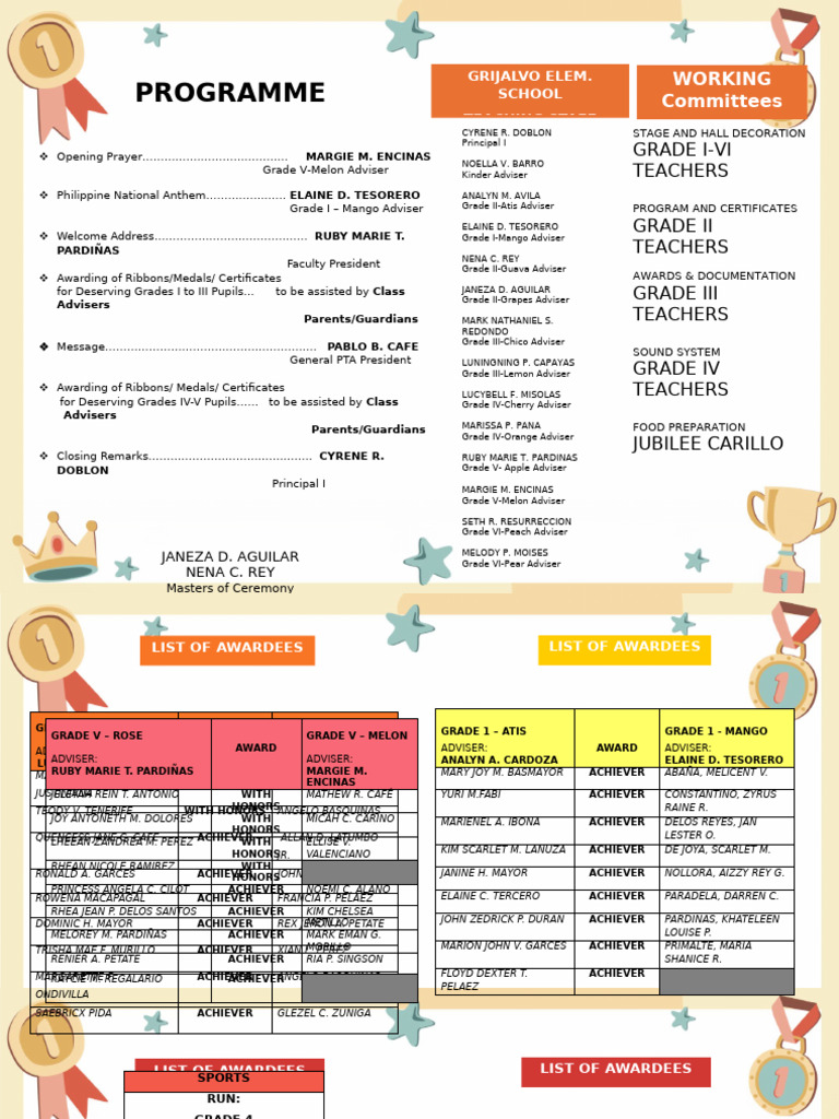 Grijalvo Elementary Awards Ceremony Guide | PDF