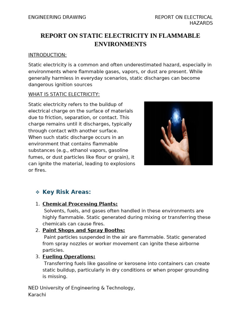 Static Electricity Hazards in Flammable Areas | PDF
