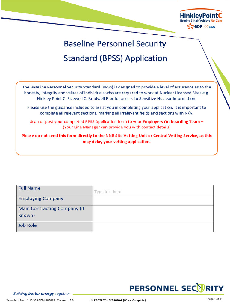 BPSS Application Template for Nuclear Sites | PDF | Criminal Record