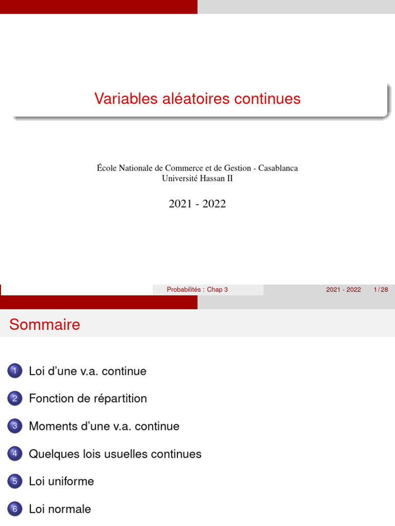 Fonction de répartition et lois continues PDF Théorie des — free download