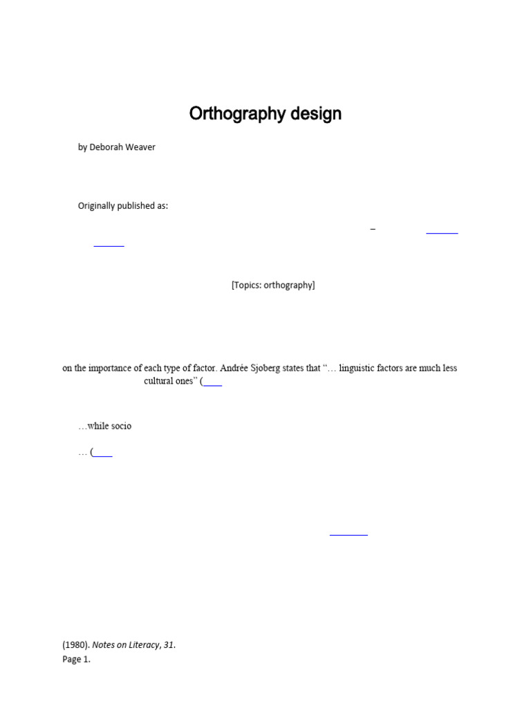 NOL 31 (1980) Orthography Design | PDF | Phonology | Orthography