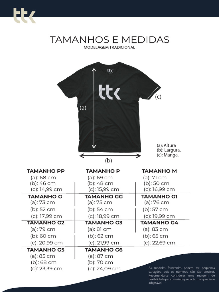 Tabela de Medidas de Roupas com Variação | PDF