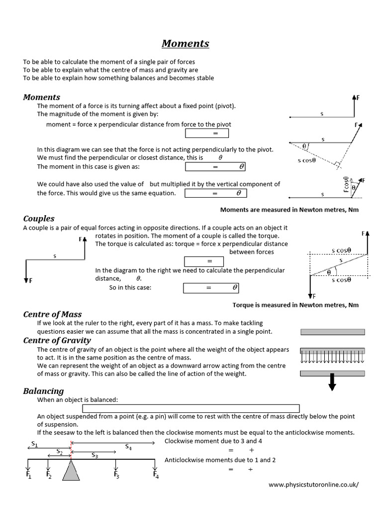 Understanding Moments and Stability | PDF | Force | Center Of Mass