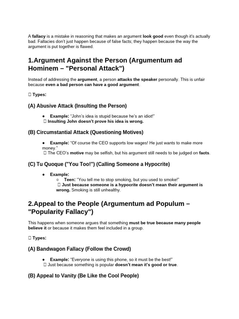Understanding Common Logical Fallacies | PDF | Logic