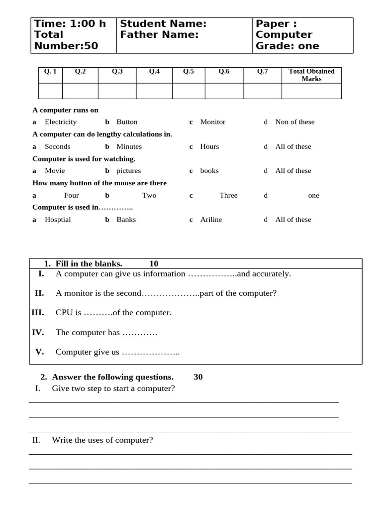 1 Computer Final Term 2024 | PDF | Computing | Office Equipment