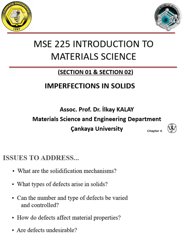 Chapter 4 Imperfections in Solids | PDF | Dislocation | Crystallite