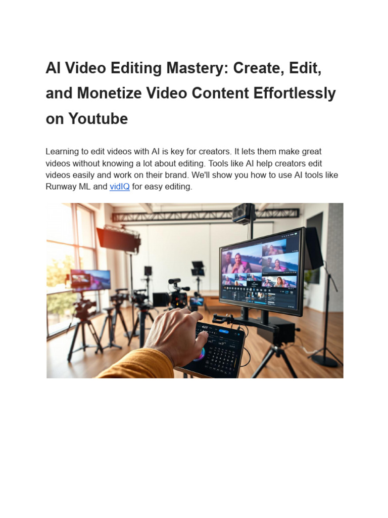 Master AI Video Editing for YouTube | PDF | Editing | Artificial ...