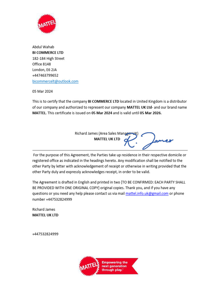 Bi Commerce Letter Pdf 
