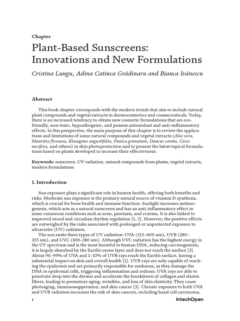 Plant-Based Sunscreens: Innovations in Formulation | PDF | Sunscreen ...
