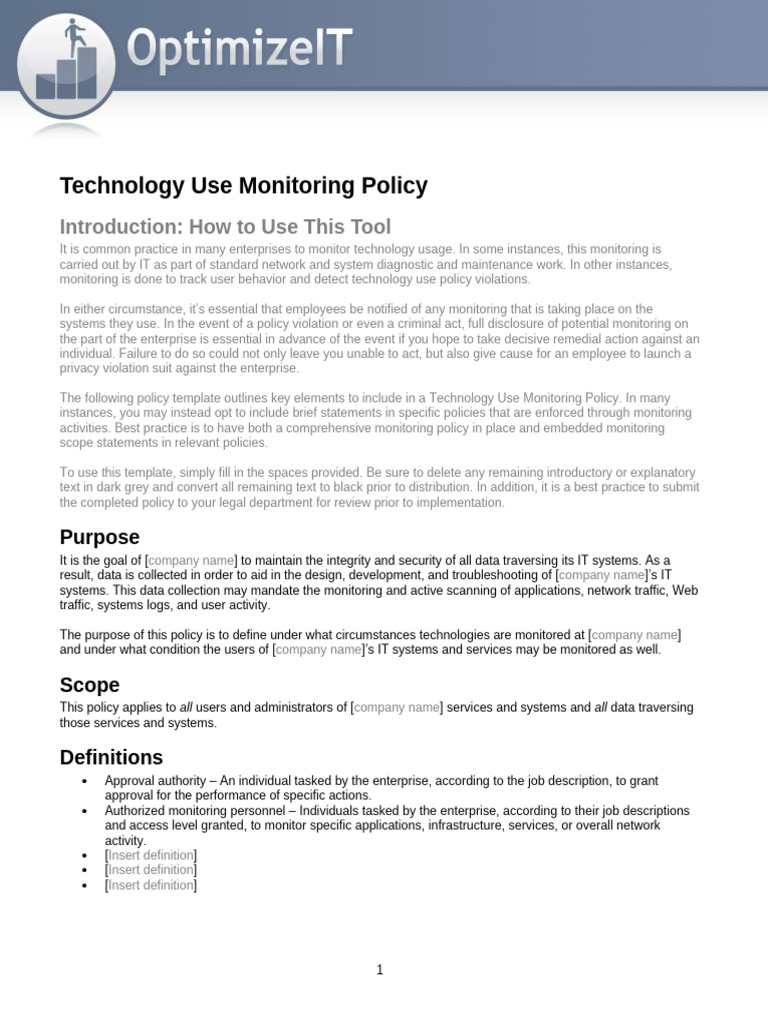 Technology Use Monitoring Policy Guide | PDF | Computer Network ...