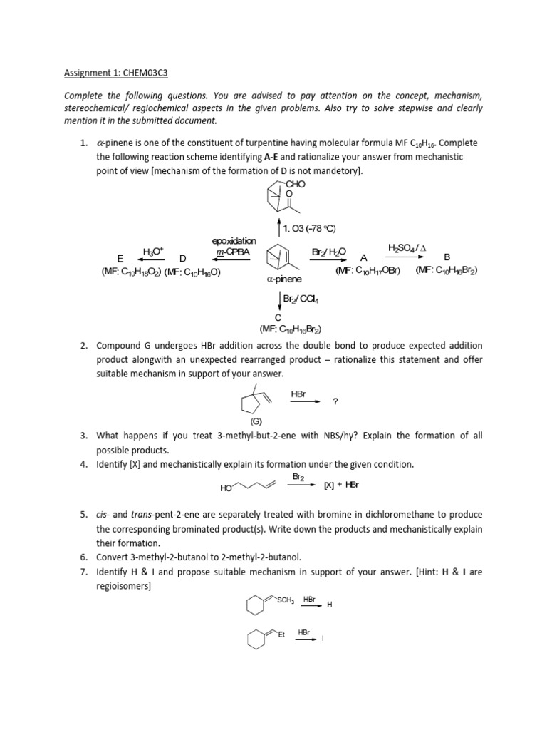 Assignment (AS1) - Reaction Mechanism - CHEM03C3 (KG) | PDF
