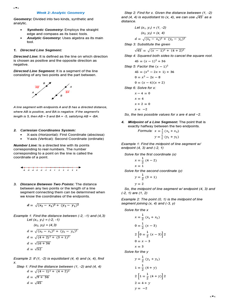Analytic Geometry Concepts Explained | PDF | Circle | Cartesian ...