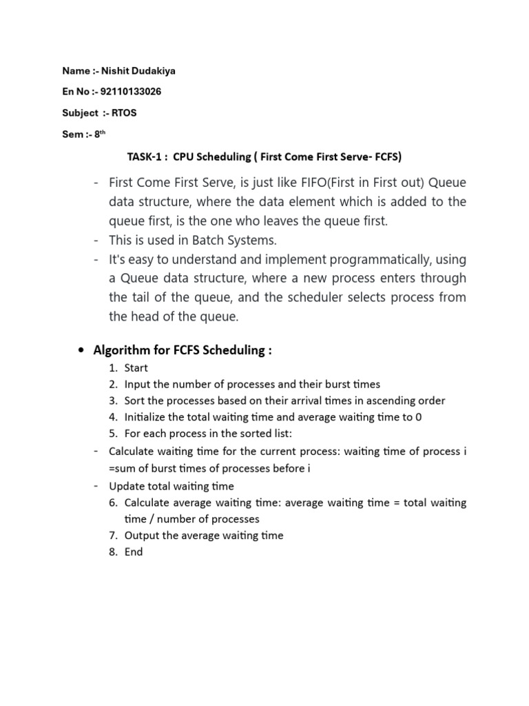FCFS CPU Scheduling Explained | PDF