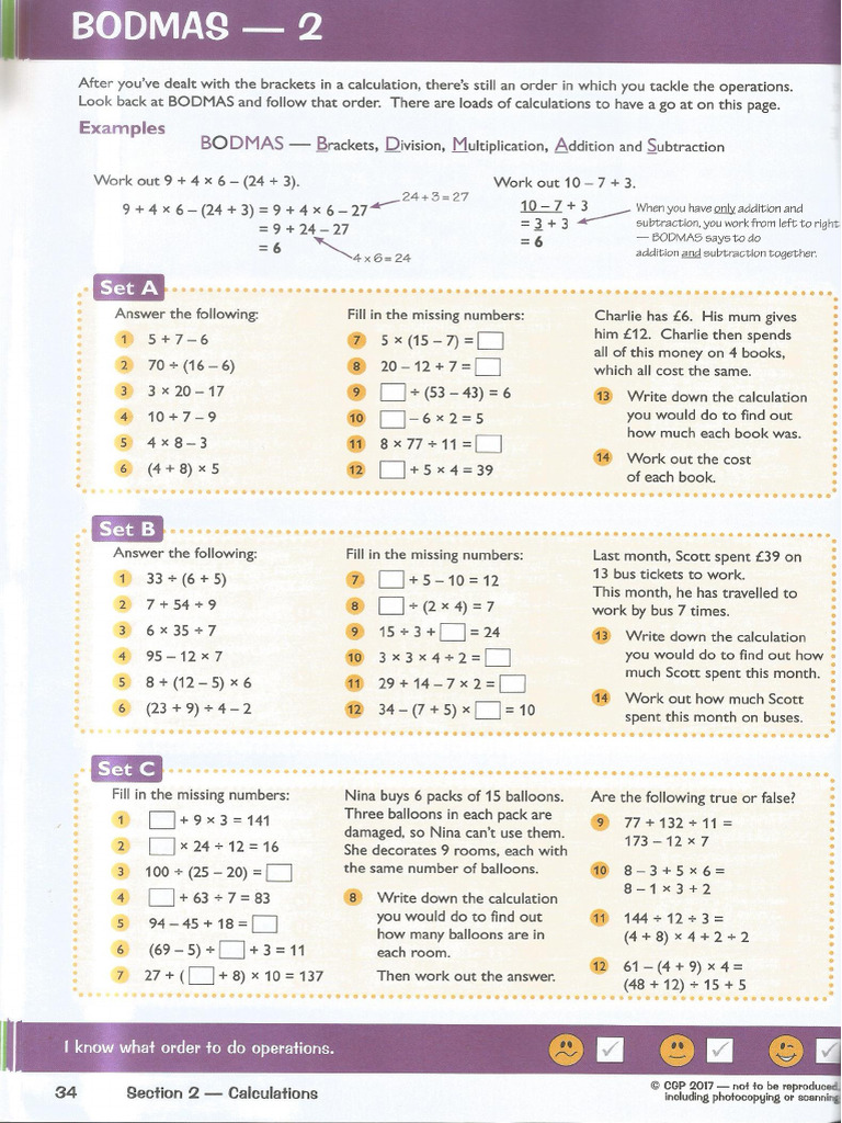 Week 19 Maths - BODMAS 2 P-34 | PDF