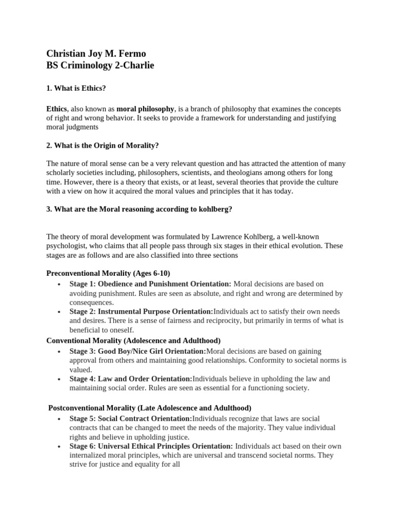 Understanding Ethics and Moral Development | PDF