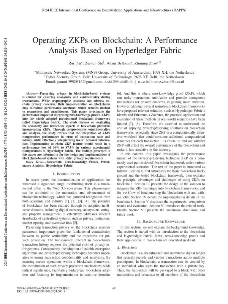 ZKP Performance Impact on Hyperledger Fabric | PDF | Computing