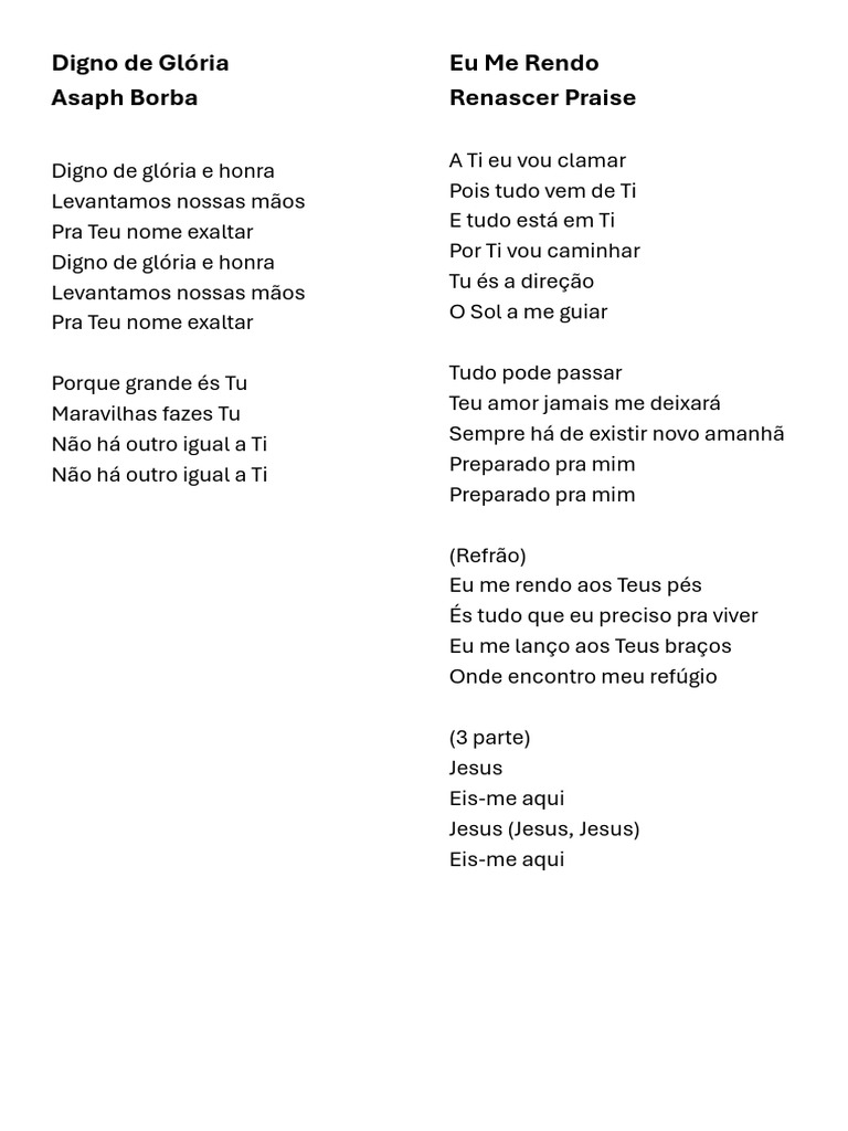 Letras de Louvor e Adoração Cristã | PDF