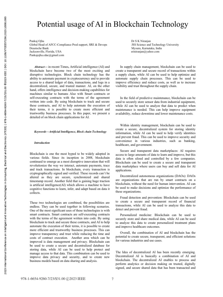 AI and Blockchain: Transformative Synergy | PDF | Artificial ...
