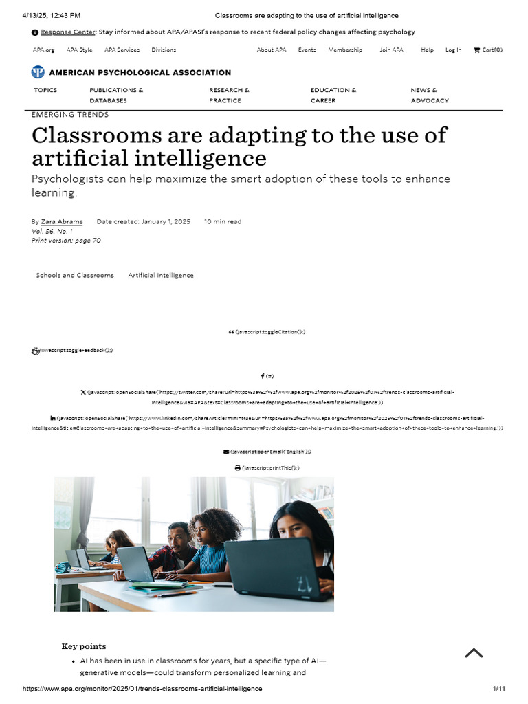 Adapting Classrooms for AI Integration | PDF | Artificial Intelligence ...