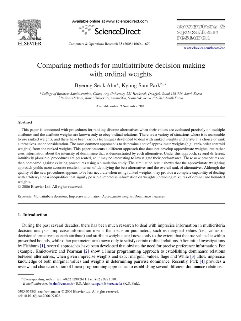 Multiattribute Decision Making Methods | PDF | Receiver Operating ...