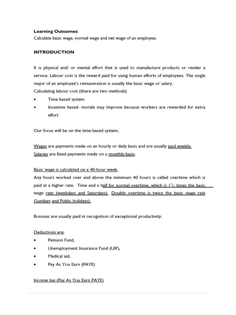Employee Wage Calculation Guide | PDF | Salary | Overtime