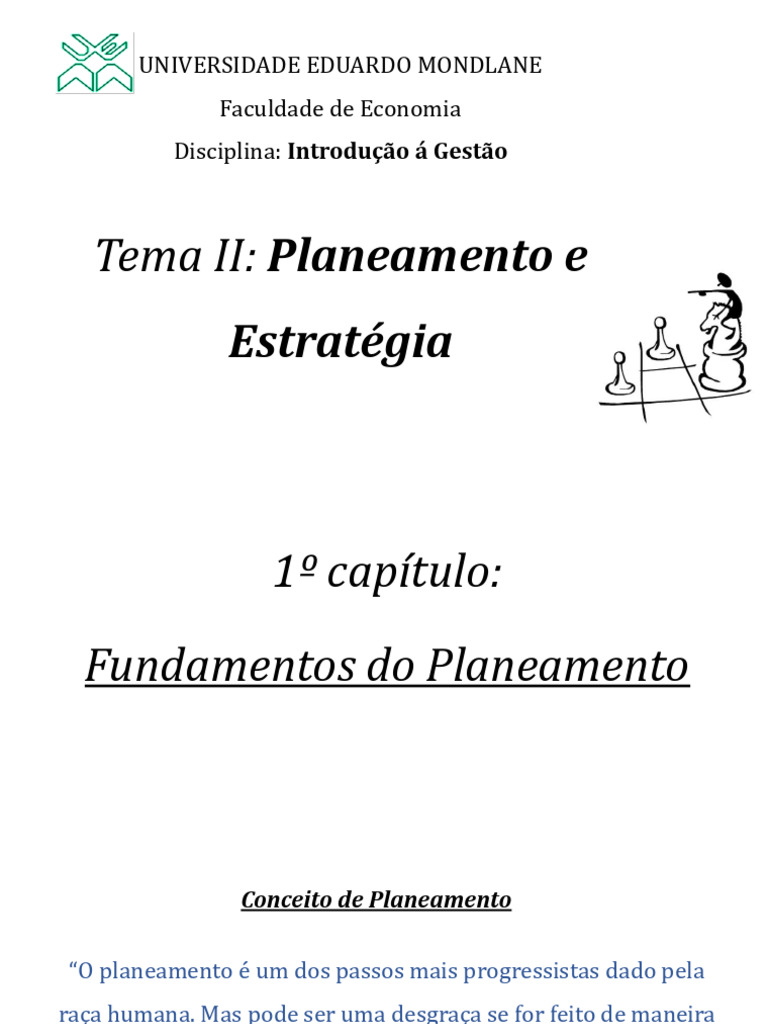 Fundamentos do Planeamento e Estratégia | PDF | Planejamento ...