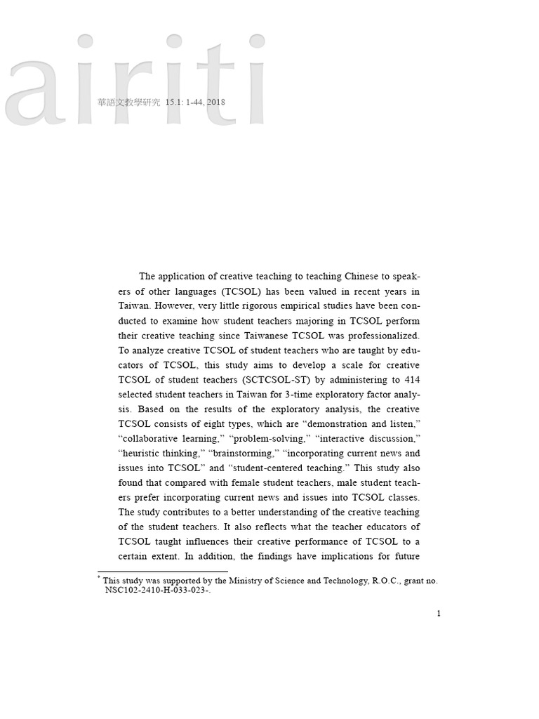 Creative Teaching in TCSOL: Student Analysis | PDF | Second Language ...