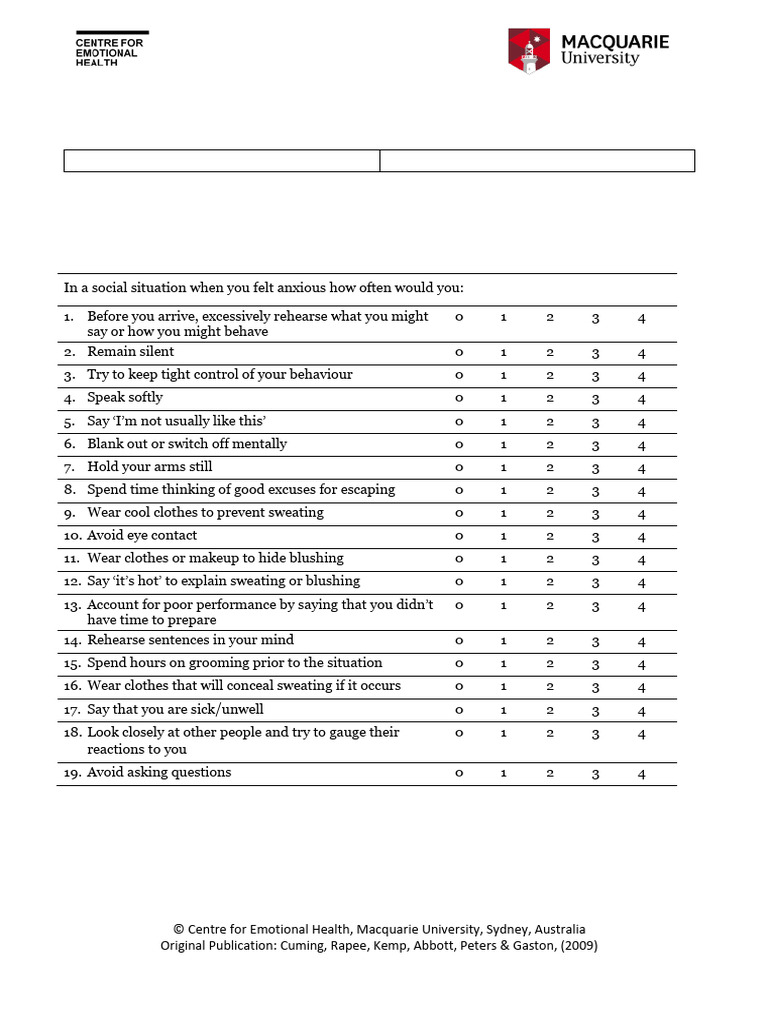 Subtle Avoidance Frequency Examination | PDF | Psychological Concepts ...