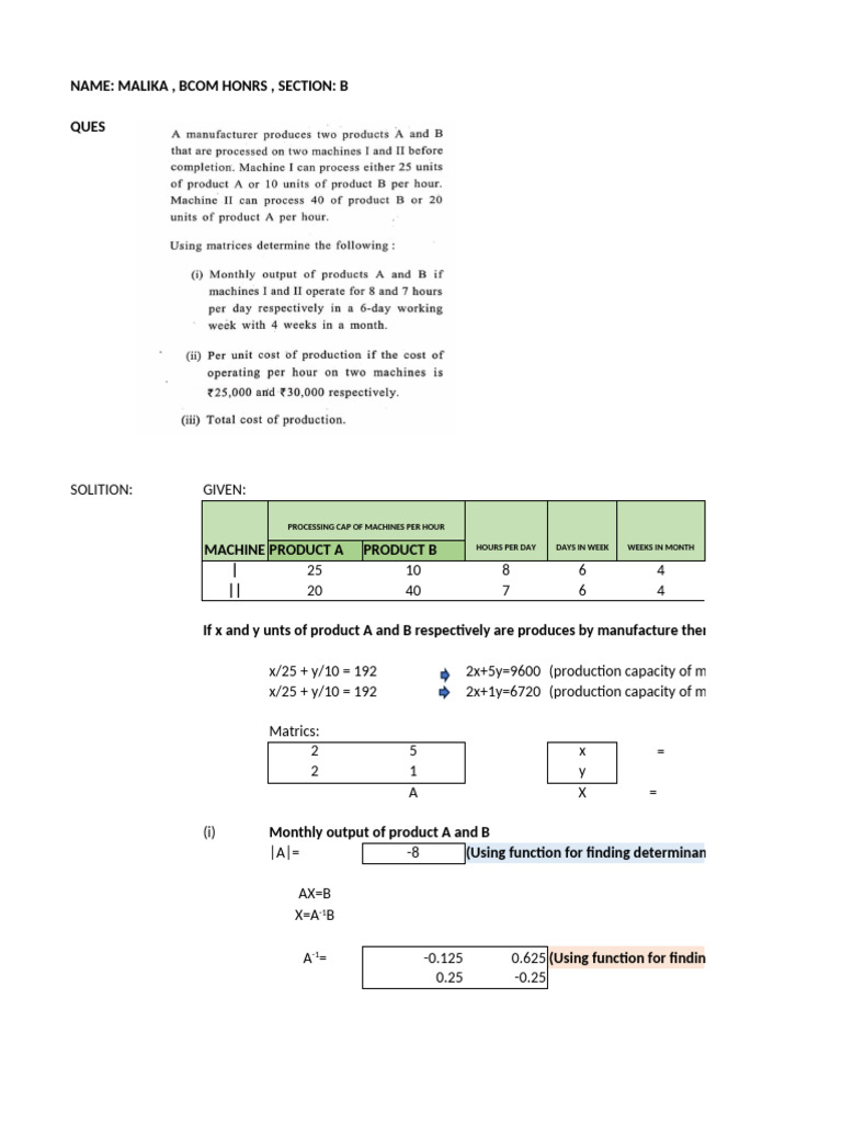 Business Math Production Analysis | PDF | Mathematics | Mathematical ...