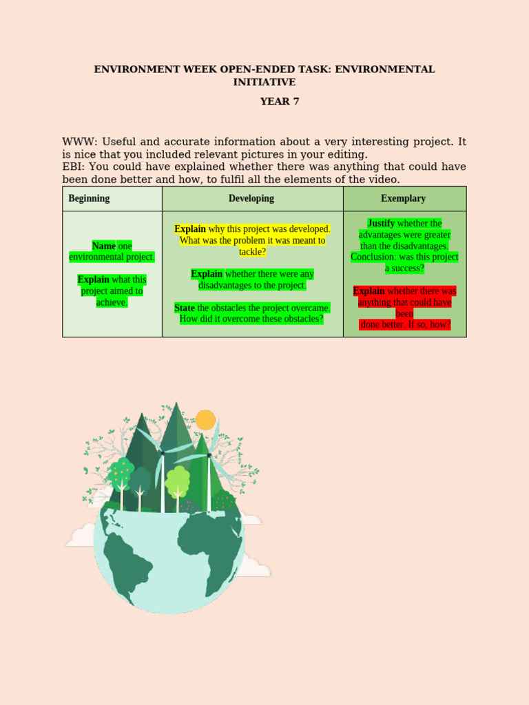 Environment Week Rubric Assessment - Smog Free | PDF