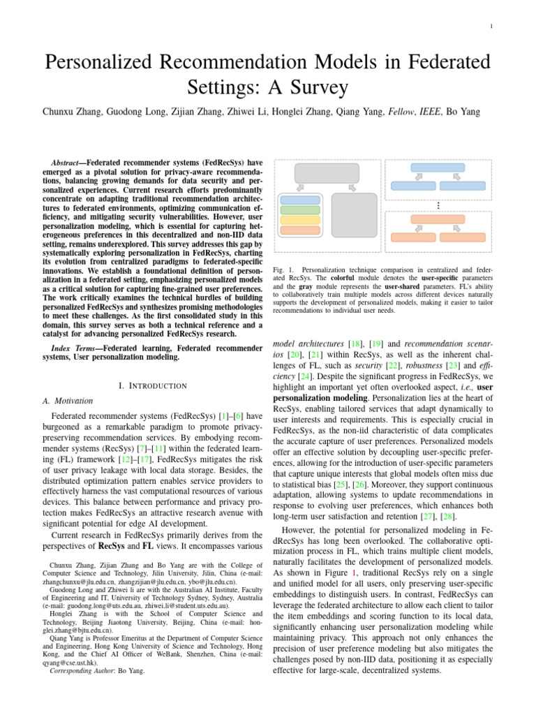 Personalized Recommendation Models in Federated | PDF | Mathematical ...