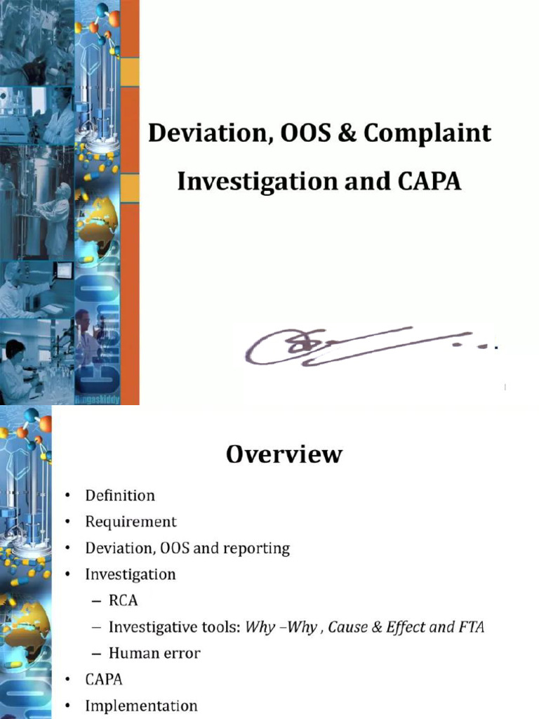 Unit III Part 3 Deviation, OOS & Complaint Investigation and CAPA ...