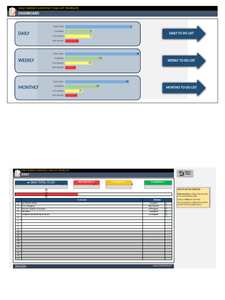 Daily Weekly Monthly Task List | PDF | License | Microsoft Excel