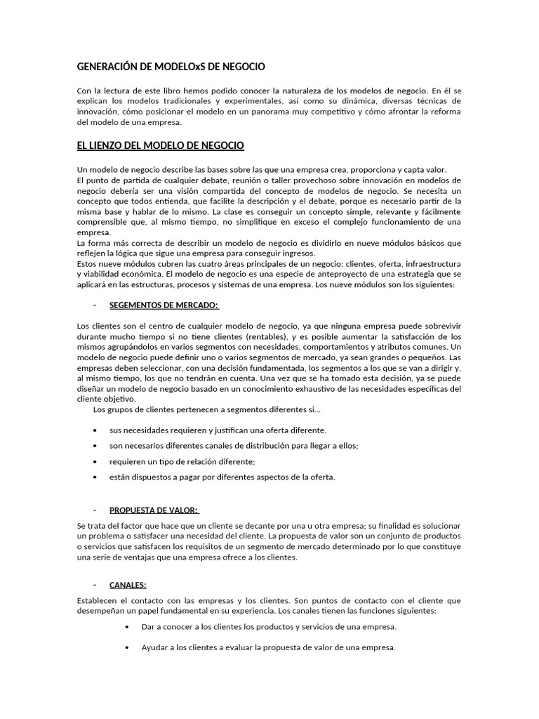 Generación de Modelos de Negocio | PDF | Modelo de negocio | Business