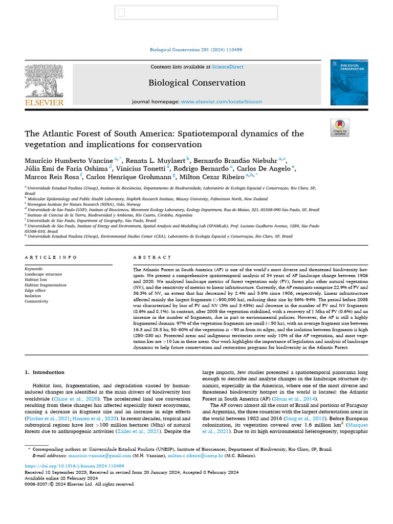 Atlantic Forest Conservation Dynamics | PDF | Habitat Destruction | Forests