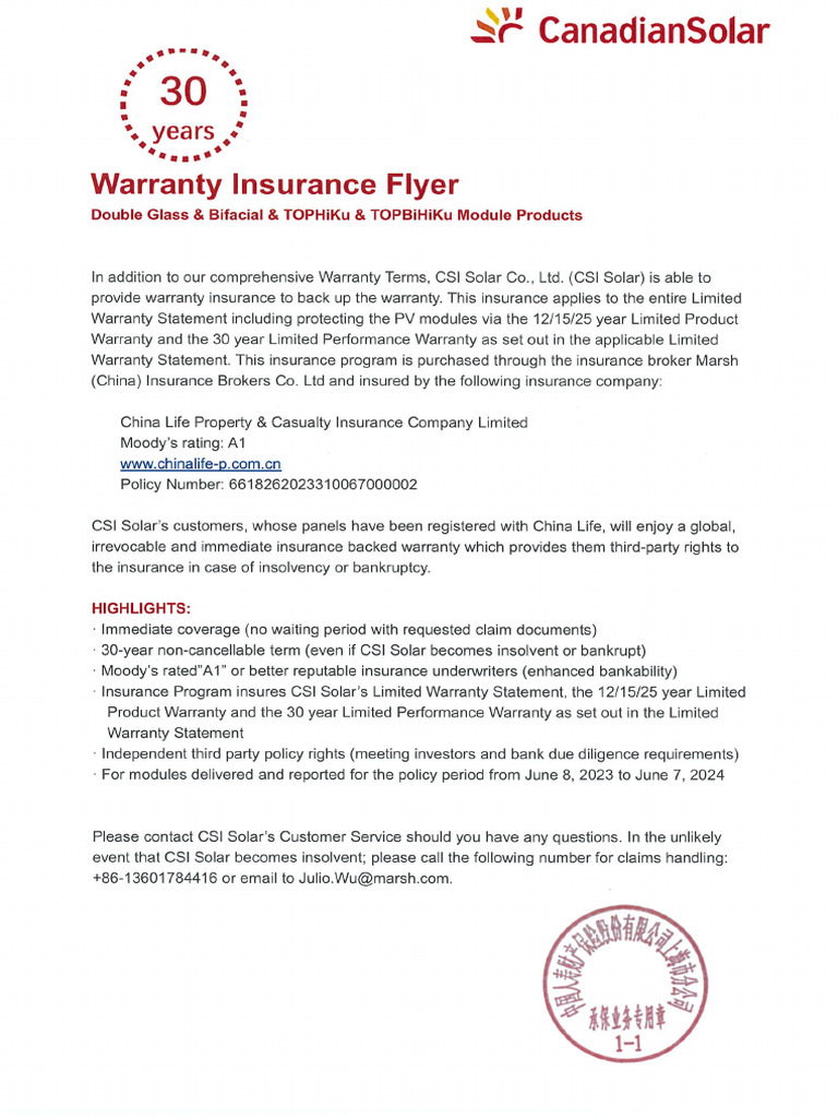 CS - 30 Years Warranty Insurance Flyer - 2023-08-22 | PDF