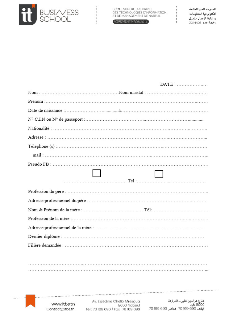 Fiche Inscription Etudiant | PDF