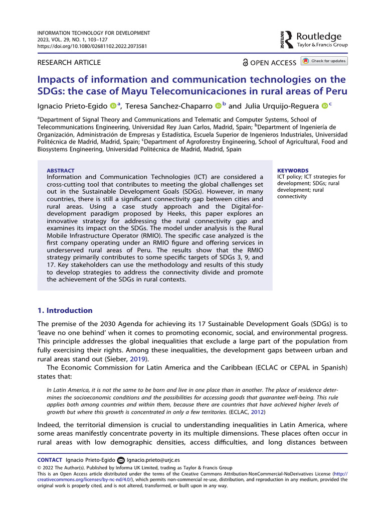 Impacts of Information and Communication Technologies On The SDGs The ...