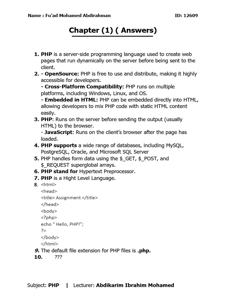 PHP Programming Basics and Examples | PDF | Php | Computing