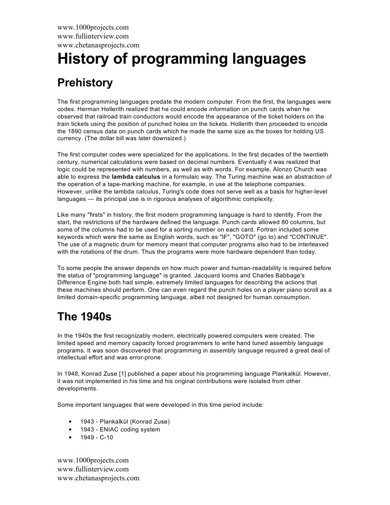 History of Programming Languages | PDF | Modular Programming ...