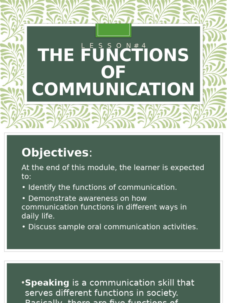 Functions of Communication Explained | PDF | The Great Gatsby ...