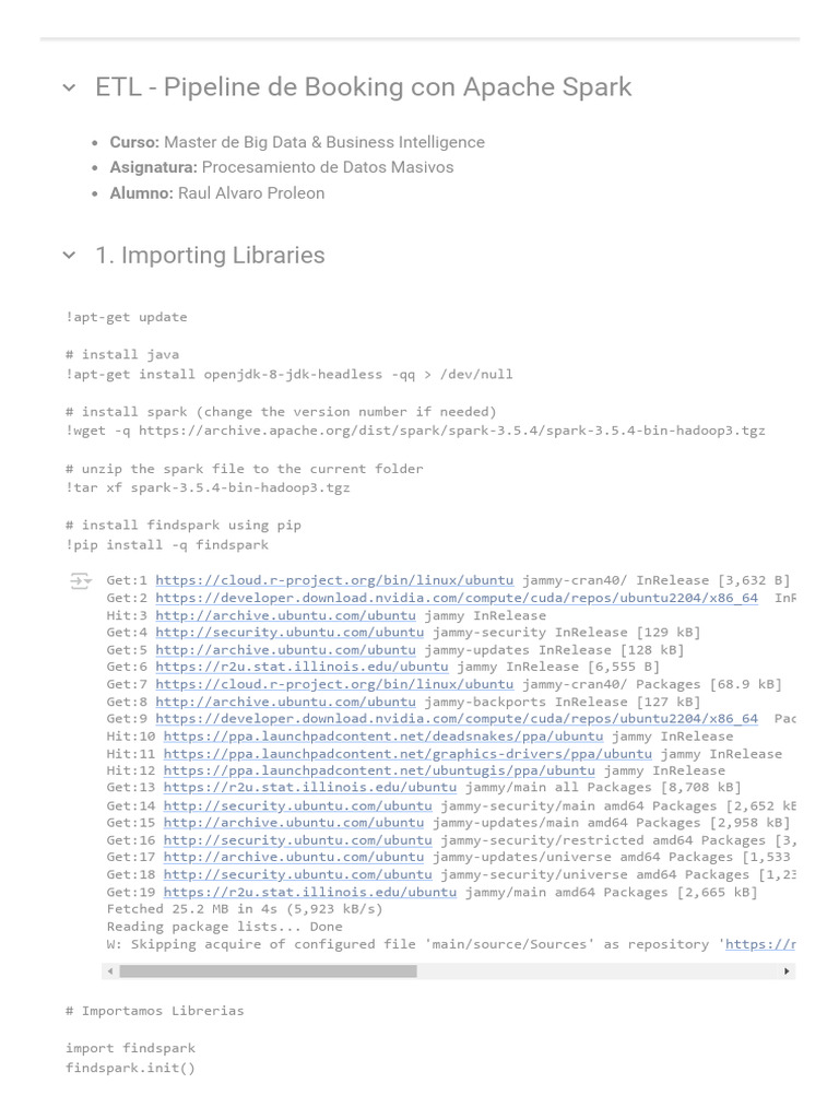 ETL Pipeline with Apache Spark Tutorial | PDF | Apache Spark ...