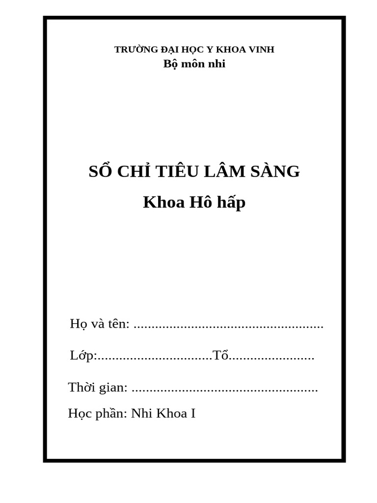 Số Chỉ Tiêu LS Hô Hấp Nhi 1 | PDF