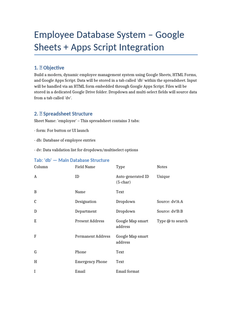Google Sheets Employee Management System | PDF | Spreadsheet | Databases