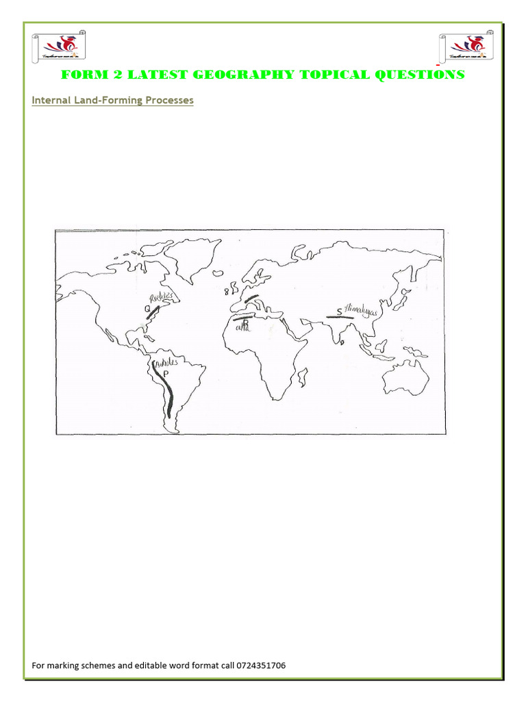 Form 2 Geography Topical Questions | PDF | Forests | Volcano