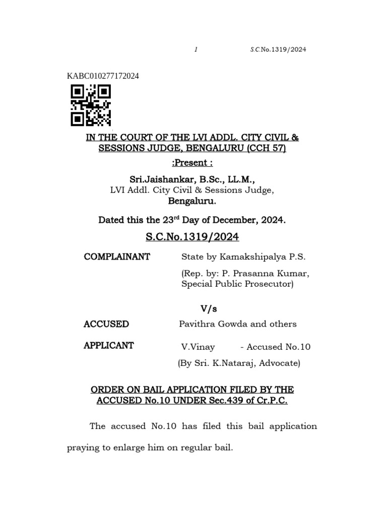 Regular Bail Application for Accused No.10 | PDF | Bail | Arrest
