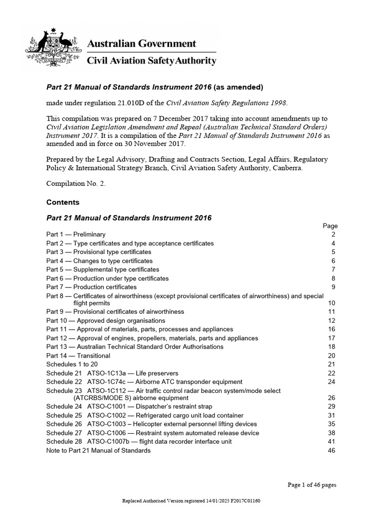 Part 21 Manual of Standards 2016 | PDF | Air Traffic Control | Aerospace