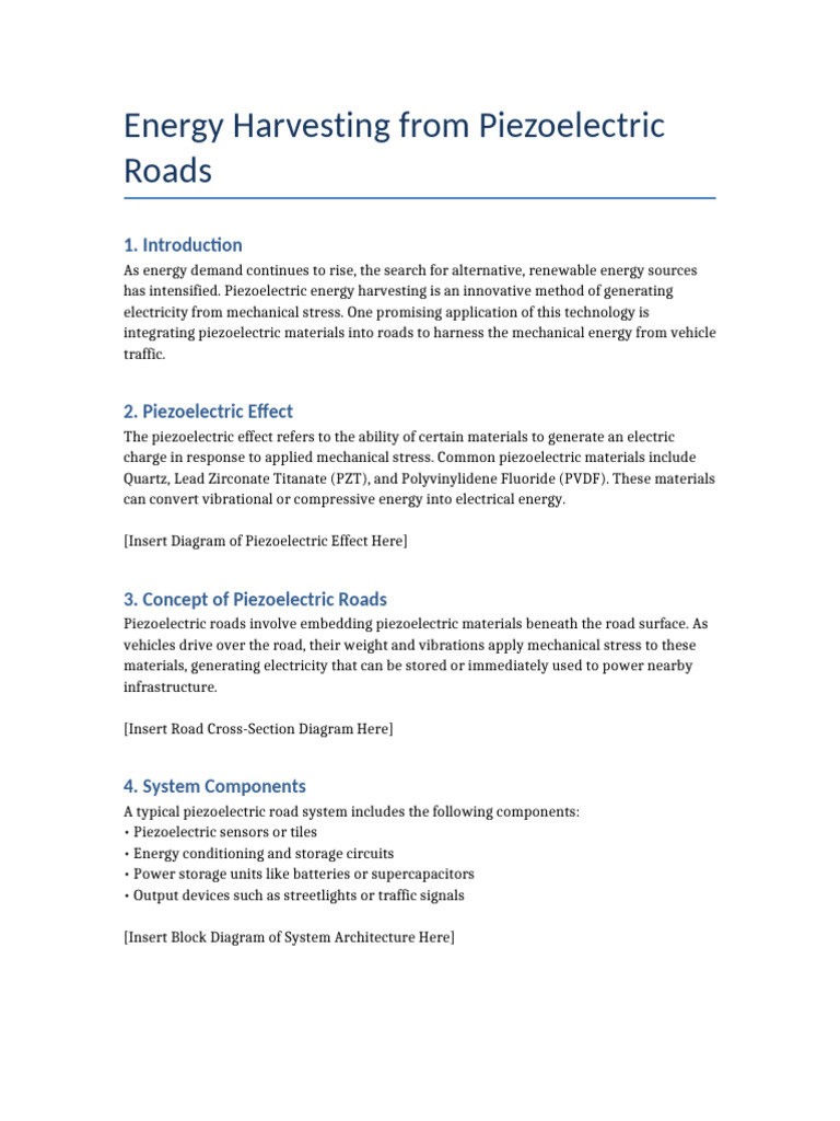 Energy Harvesting Piezoelectric Roads Report | PDF | Piezoelectricity ...