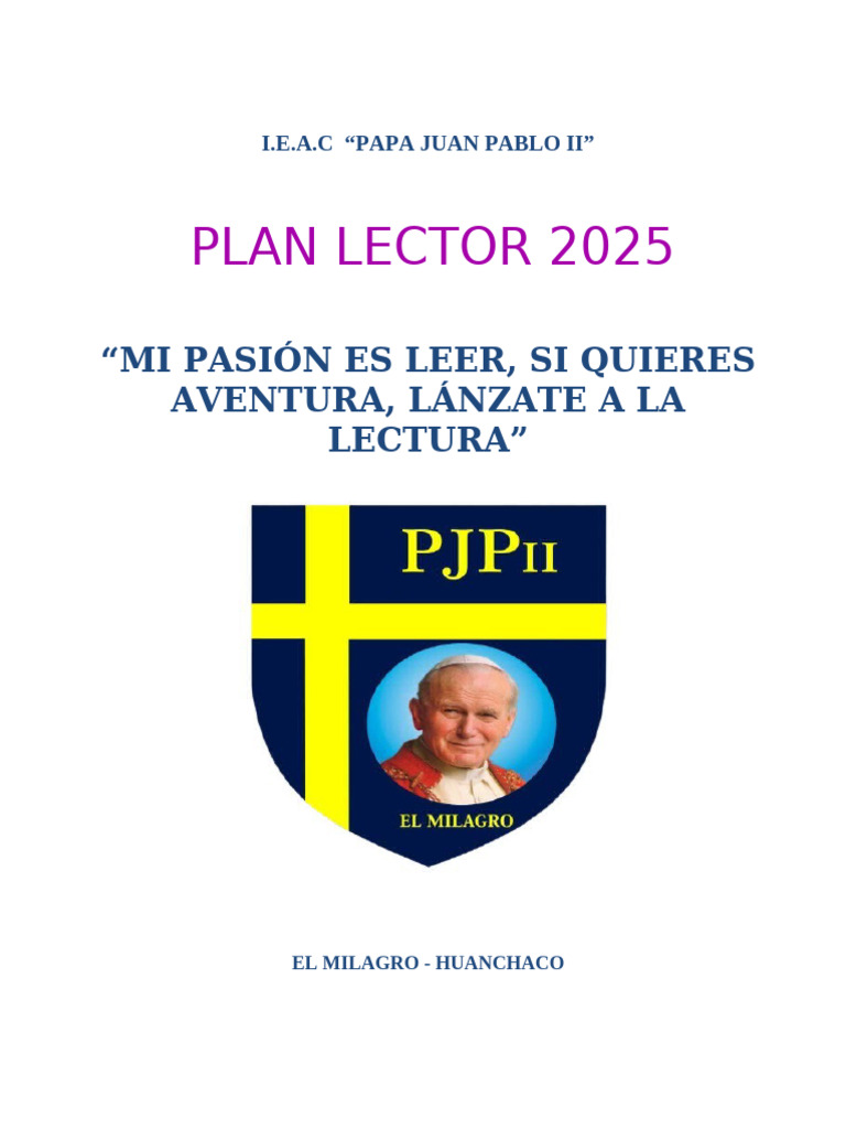 Plan Lector - 2025 | PDF | Comprensión lectora | Aprendizaje